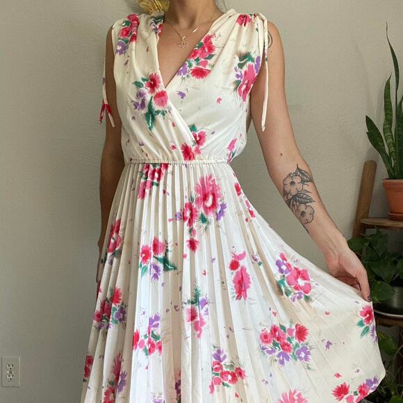 60s vintage floral midi dress - Picture 6 of 8